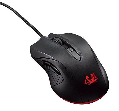 Asus Cerberus - Ratón gaming óptico con botón DPI de 4 niveles e indicador LED, color negro