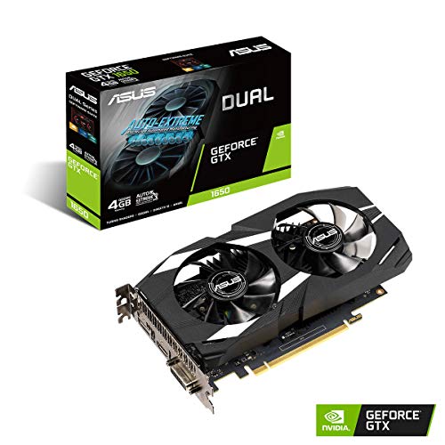 ASUS DUAL-GTX1650-4G - Tarjeta gráfica (4 GB GDDR5, OC 1695 MHz, 128 bit, PCIE 3.0, 896 núcleos CUDA) Negro