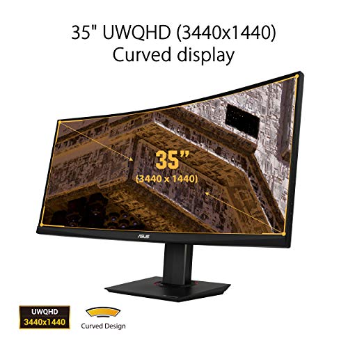 ASUS TUF VG35VQ - Monitor curvo Gaming de 35" WQHD (3440x1440, DP, HDMI, DVI-D, 1 ms, 100Hz, regulable en altura) color Negro