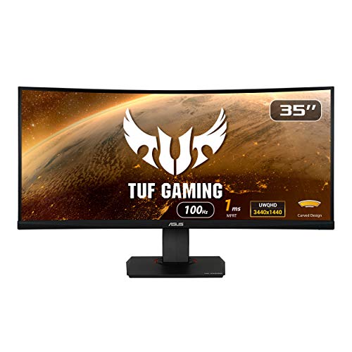 ASUS TUF VG35VQ - Monitor curvo Gaming de 35" WQHD (3440x1440, DP, HDMI, DVI-D, 1 ms, 100Hz, regulable en altura) color Negro