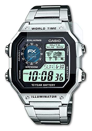 atFoliX Lámina Protectora de Pantalla Compatible con Casio AE-1200WHD-1AVEF Película Protectora, Ultra Transparente FX Lámina Protectora (3X)