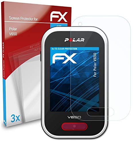 atFoliX Lámina Protectora de Pantalla Compatible con Polar V650 Película Protectora, Ultra Transparente FX Lámina Protectora (3X)