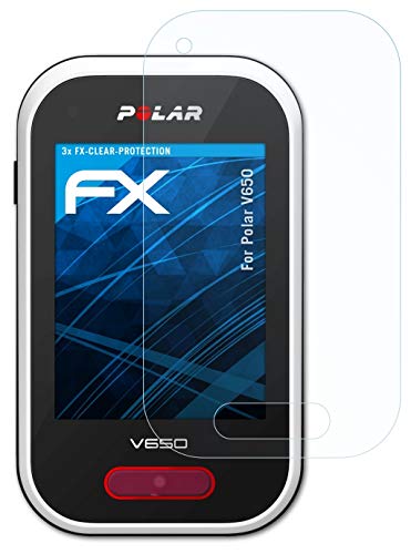 atFoliX Lámina Protectora de Pantalla Compatible con Polar V650 Película Protectora, Ultra Transparente FX Lámina Protectora (3X)