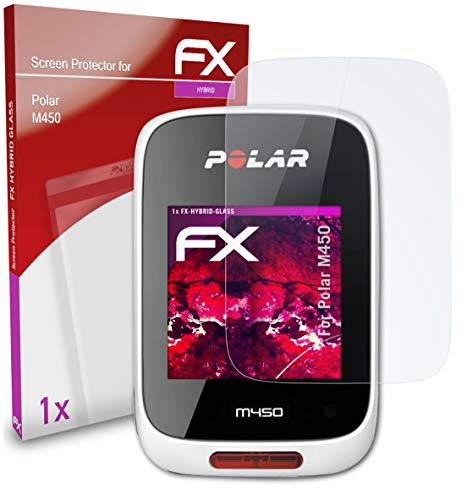 atFoliX Lámina Protectora de plástico Cristal Compatible con Polar M450 Película Vidrio, 9H Hybrid-Glass FX Protector Pantalla Vidrio Templado de plástico