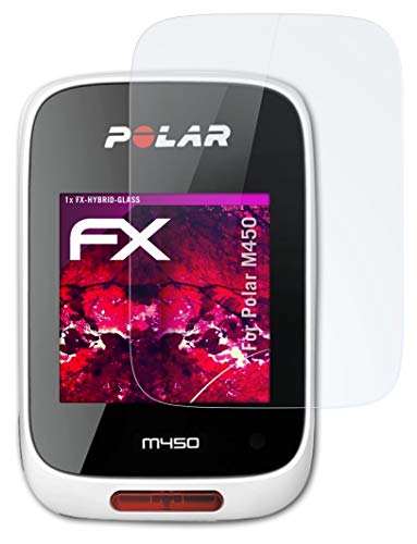 atFoliX Lámina Protectora de plástico Cristal Compatible con Polar M450 Película Vidrio, 9H Hybrid-Glass FX Protector Pantalla Vidrio Templado de plástico