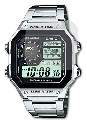 atFoliX Película Protectora Compatible con Casio AE-1200WHD-1AVEF Lámina Protectora de Pantalla, antirreflejos y amortiguadores FX Protector Película (3X)