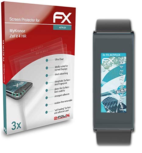 atFoliX Película Protectora Compatible con MyKronoz ZeFit 4 HR Protector Película, Ultra Claro y Flexible FX Lámina Protectora de Pantalla (3X)