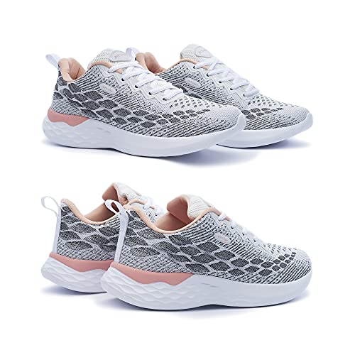 ATHIX Progressive Flexy - Zapatillas de Correr para Mujer, Blanco (Blanco, Gris,Coral), 39 EU - Zapatillas Deportivas, cómodas y Transpirables