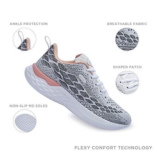 ATHIX Progressive Flexy - Zapatillas de Correr para Mujer, Blanco (Blanco, Gris,Coral), 39 EU - Zapatillas Deportivas, cómodas y Transpirables