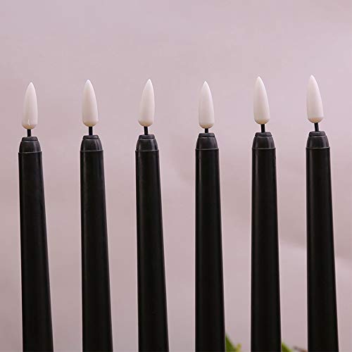 ATING 6 velas LED cónicas con diseño de concha negra, mando a distancia blanco cálido, funciona con pilas, para decoración de fiestas en el hogar