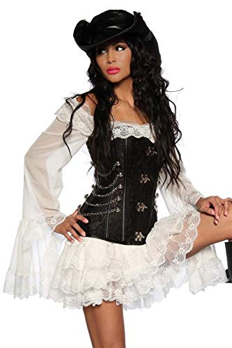 Atixo- Disfraz de Novia Pirata/Blusa Larga (XL, Blanco), Color, Extra-Large (13184-XL)