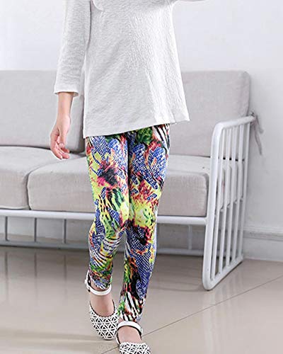 ATTAOL Pantalones Leggings Elástica Chicas Estampado De Flores para Niñas 8-12 Años 1 80