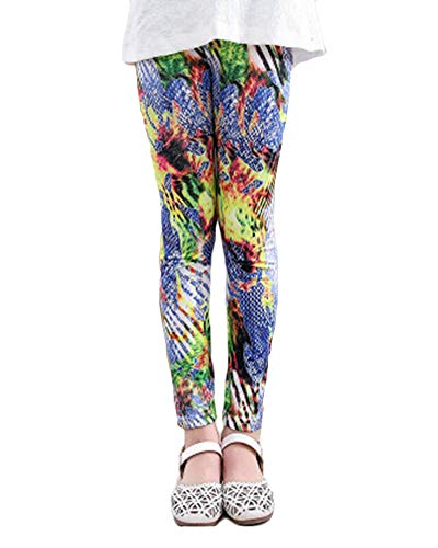 ATTAOL Pantalones Leggings Elástica Chicas Estampado De Flores para Niñas 8-12 Años 1 80