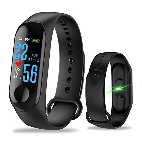 Aubess Pulsera Inteligente Fitness Tracker, M3, Pantalla táctil de Color, Impermeable, IP67, GPS, Monitor de sueño, frecuencia cardíaca, presión Arterial, para Mujeres y Hombres, 0.15, Color Negro