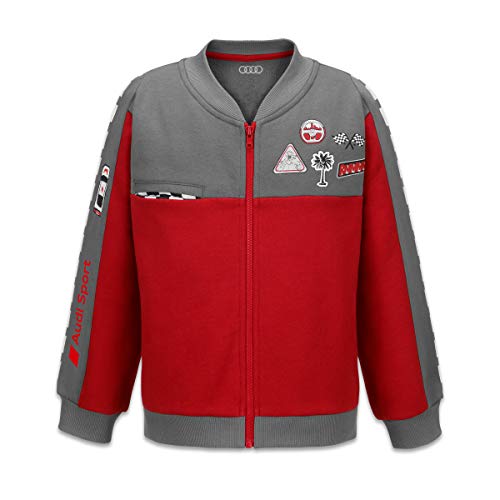 Audi Sport Racing - Sudadera para niño (98/104), color gris y rojo