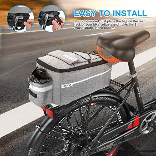 Augot Bolsa Trasera para Bicicleta, Bolsa de Maletero de Bicicleta 10L, Bolsa Asiento Trasero de Bicicleta para Portaequipajes, Portaequipajes Trasero Impermeable para Bicicleta Bolsas Aislantes,Gris