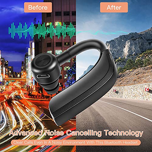 Auricular Bluetooth 5.0, Auricular Manos Libres con Duración 22 Horas, Auriculares Bluetooth Inalámbrico con Mic, Avanzado Cancelación de Ruido & Sweatproof IPX4 para Oficina, Negocios,Conducción
