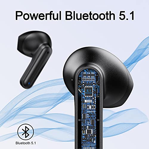 Auriculares inalámbricos 5.1, Mini Auriculares Bluetooth 24 Horas Control In-Ear Auriculares Deportivos Sonido Estéreo Reproducción Táctil IPX7 Impermeables Wirless Earbuds con USB-C Caja de Carga