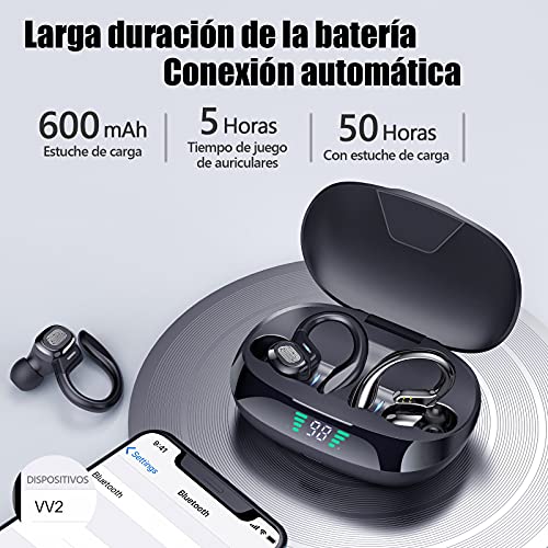 Auriculares Inalambricos Deportivos,Auriculares Bluetooth 5.0 con IPX65 Impermeable con Sonido HiFi estéreo 6D para Entrenamiento,Trabajo,Correr