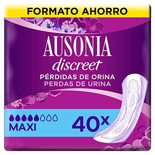 Ausonia Discreet Compresas Incontinencia Mujer, Plus Maxi, 40 Unidades para Pérdidas Orinas y Vejigas Hiperactivas