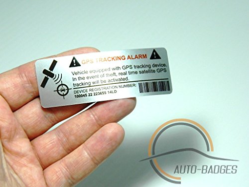 auto-badges Adhesivos de Alarma en el vehículo, 2 Unidades, Gran adherencia, Vinilo, Texto Impreso de rastreo GPS [en inglés]