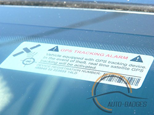 auto-badges Adhesivos de Alarma en el vehículo, 2 Unidades, Gran adherencia, Vinilo, Texto Impreso de rastreo GPS [en inglés]