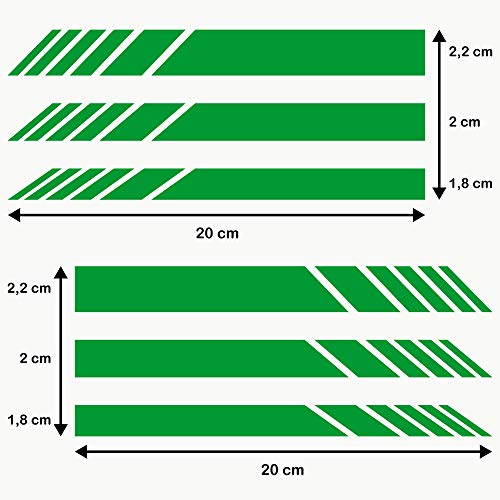 Autodomy Pegatinas Espejo Retrovisor Coche con Diseño de Franjas Rayas Pack de 6 Unidades con Diferentes anchuras para Coche (Verde)