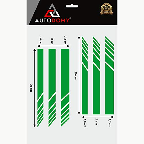 Autodomy Pegatinas Espejo Retrovisor Coche con Diseño de Franjas Rayas Pack de 6 Unidades con Diferentes anchuras para Coche (Verde)