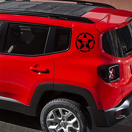 Autodomy Pegatinas Estrella Calavera Trail Off Road Todoterreno 4x4 Sport Adventure Pack 2 Unidades para Coche o Moto (Negro, 10 Cm)