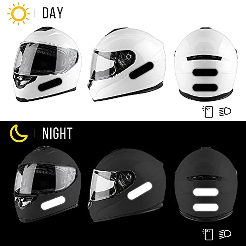 Autodomy Pegatinas Reflectantes Casco Moto Moteros Moteras Pack 8 Unidades para Moto Diseño Racing (Negro Reflectante)