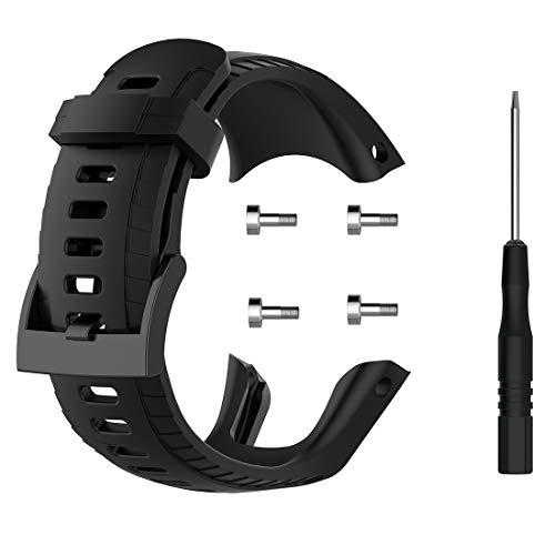 AWADUO Compatible con Suunto 5, correa de repuesto de silicona de 20 mm para Suunto 5, suave y duradera (silicona negra)