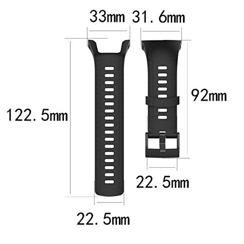 AWADUO Compatible con Suunto 5, correa de repuesto de silicona de 20 mm para Suunto 5, suave y duradera (silicona negra)