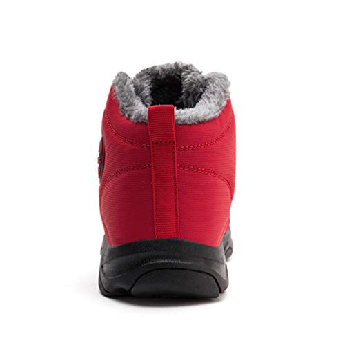 Axcone Hombre Mujer Botas de Nieve Invierno Aire Libre Trekking Zapatos Impermeable Antideslizante Calientes Botines Planas Rojo 38EU