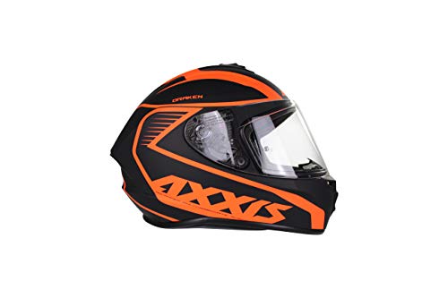 AXXIS Casco Moto Integral FF112 DRAKEN Mets D4 Negro/Naranja Fluor Mate Talla L (59-60 CMS) Homologado