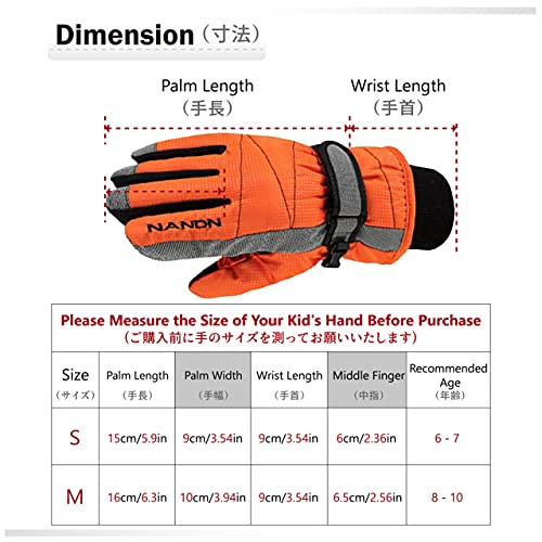 Azarxis Guantes de Invierno Niño Anti-Viento Dedo Completo para Moto Ciclismo Esquí Unisex (01 - Naranja, S (6-7 años))