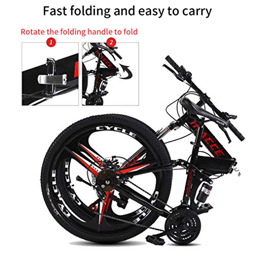 B-D Bicicletas Plegables Estudiante Unisex Bicicleta de Montaña Plegable, Marco de Acero de Alto Carbono, 21 Velocidades, Absorción de Impacto, Sistema de Frenos de Seguridad,Amarillo,26inch