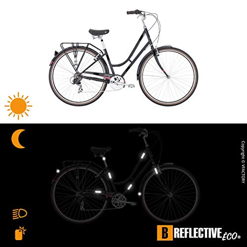 B REFLECTIVE Éco Multi, Kit de 12 Pegatinas Retro Reflectantes, Seguridad y Alta Visibilidad Nocturna, Adhesivo Universal para Bicicleta/Cochecito/Casco/Moto/Motocicleta/Juguetes, Negro