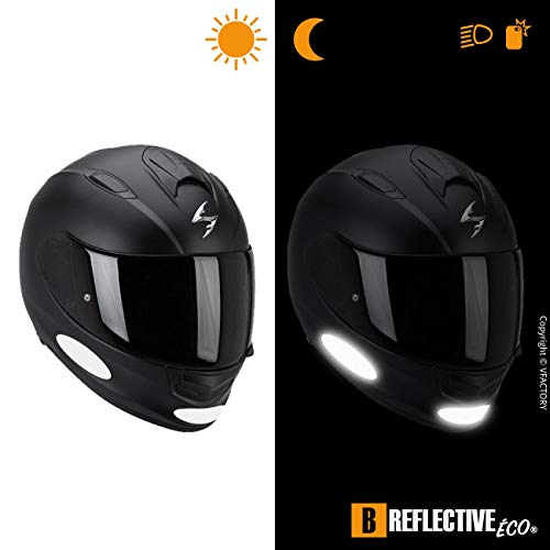 B REFLECTIVE Éco Oval, Kit de 4 Pegatinas Retro Reflectantes, Seguridad y Alta Visibilidad Nocturna, Adhesivo para Casco de Moto/Motocicleta/Bicicleta/Cochecito/Juguetes, 8,5 x 2,7 cm, Blanco