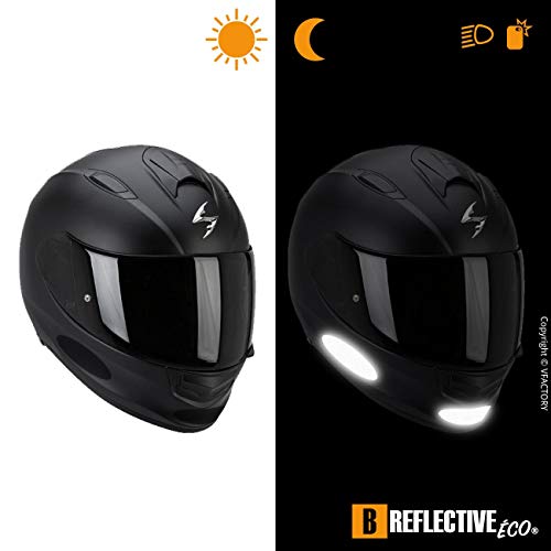 B REFLECTIVE Éco Oval, Kit de 4 Pegatinas Retro Reflectantes, Seguridad y Alta Visibilidad Nocturna, Adhesivo para Casco de Moto/Motocicleta/Bicicleta/Cochecito/Juguetes, 8,5 x 2,7 cm, Negro