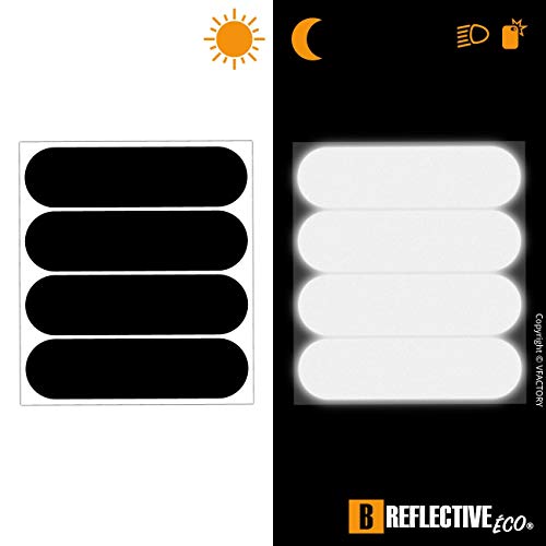 B REFLECTIVE Éco Standard™, (Paquete de 2) Kit de 4 Pegatinas Retro Reflectantes, Seguridad y Alta Visibilidad, 8,5 x 2,3 cm, Negro