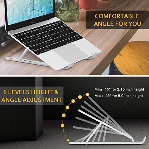 Babacom Soporte Portatil, Aleación de Aluminio Ventilado Refrigeración Soporte Ordenador Portátil Plegable, Adjustable Laptop Stand Soporte Mesa Compatible con Macbook HP PC y Otro 10-15.6” Portatile