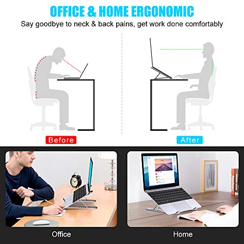 Babacom Soporte Portatil Mesa, Plegable Ventilado Soporte Ordenador Portátil, 6 Ángulos Ajustable Elevador Portatil Laptop Stand Compatible con MacBook Lenovo HP PC 10-15.6”, ABS+Silicona