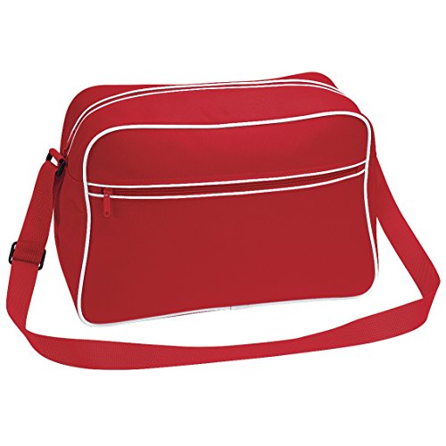 Bagbase - Mochila bandolera modelo Retro ( 18 litros) (Talla Única/Rojo/blanco)