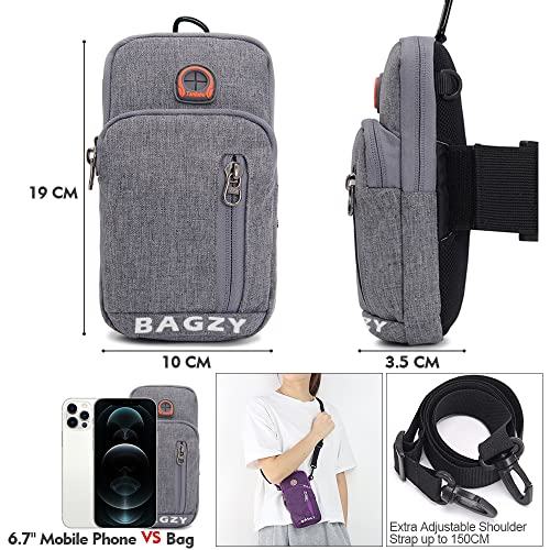 BAGZY Banda para Móvil, Brazalete Running para Teléfono Banda Brazo Riñoneras de Marcha Pasaporte de Viaje Bolsa de Cartera Bolsa de Cintura Cuerpo al Aire Libre para iPhone 13/12 Pro MAX/XS (Azul)