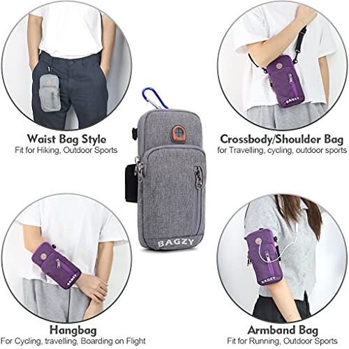 BAGZY Banda para Móvil, Brazalete Running para Teléfono Banda Brazo Riñoneras de Marcha Pasaporte de Viaje Bolsa de Cartera Bolsa de Cintura Cuerpo al Aire Libre para iPhone 13/12 Pro MAX/XS (Azul)