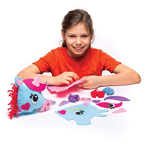 Baker Ross AW623 - Kits de costura de cojines de unicornio (Pack de 2), Actividad de manualidades infantiles con piezas de fieltro para coser, Multicolor