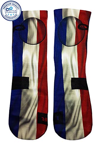 Bandera de francia Calcetines con Diseño Motivo Hecho a Mano Calcetines de impresión 3D para Baloncesto Voleibol Tenis Fitness Golf Ciclismo Balonmano Respirable Coolmax Calcetines deportivos (43-46)