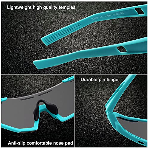 BangLong Gafas de Sol Deportivas, Gafas de Ciclismo con 3 Lentes Intercambiables para Hombres y Mujeres UV400, Utilizadas para Correr, Pescar, Golf y Béisbol (Verde Rojo)