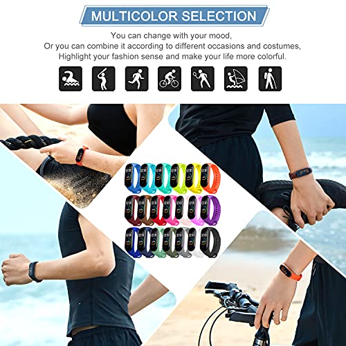 BANGTING 20 Piezas Recambio Correa Compatible con Pulseras Xiaomi Mi Band 4 / Xiaomi Mi Band 3, Correas para Fundas Mi Fit 4 Funda Miband3 Pulsera Banda Reemplazo (20 Colores)