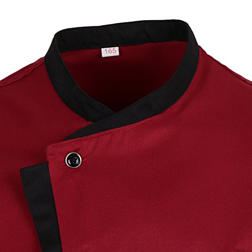 Baoblaze Camisa Mezclilla Unisex Chef Chaqueta Arrugas Resistente Confortable Mangas Cortas Camiseta Cocina Uniforme Emocionante - Red M, como se describe